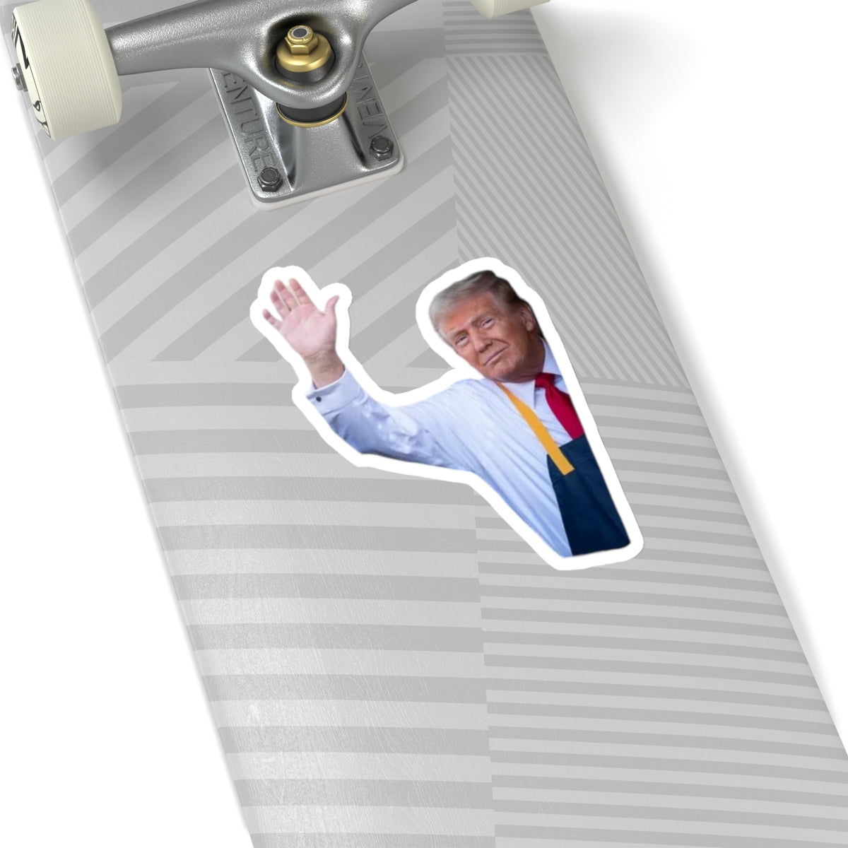 Trump Waving McDonalds Kiss-Cut Sticker, Political Sticker, Funny Notebook Sticker, USA Election Sticker, Laptop Decal, Car Bumper Sticker