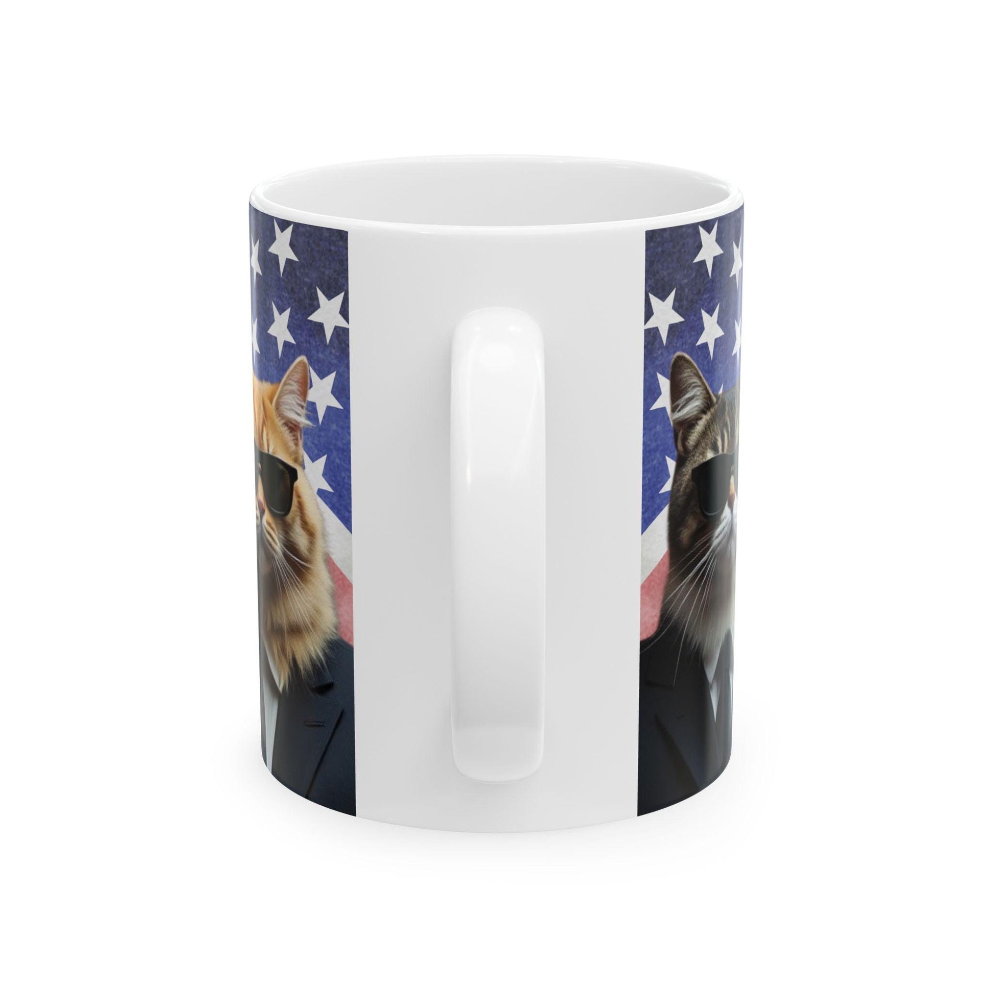 Cats in Black with President Trump, MAGA Cat Lover Mug - Galvaleos Galvaleos Galvaleos 11oz Printify Mug Cats in Black with President Trump, MAGA Cat Lover Mug