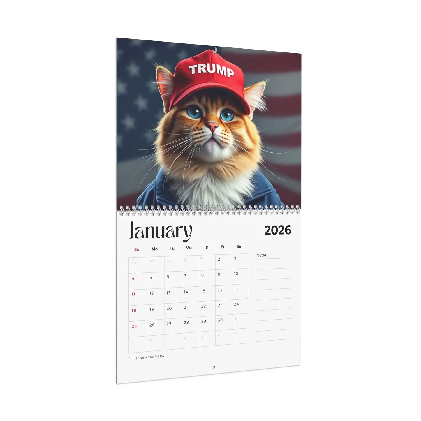 Trump Cat Wall Calendar 2026 Printify