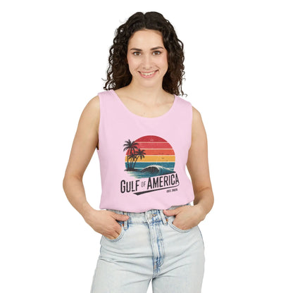 Gulf of America Sleeveless Shirt, Retro Beach Tank, Summer Unisex Tank, Beach Sunset Muscle Tee, Coastal Tank Printify