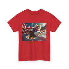 Maga Cat Flying on an Eagle Trump Graphic Tee - Galvaleos Galvaleos Galvaleos Red / S Printify T-Shirt Maga Cat Flying on an Eagle Trump Graphic Tee