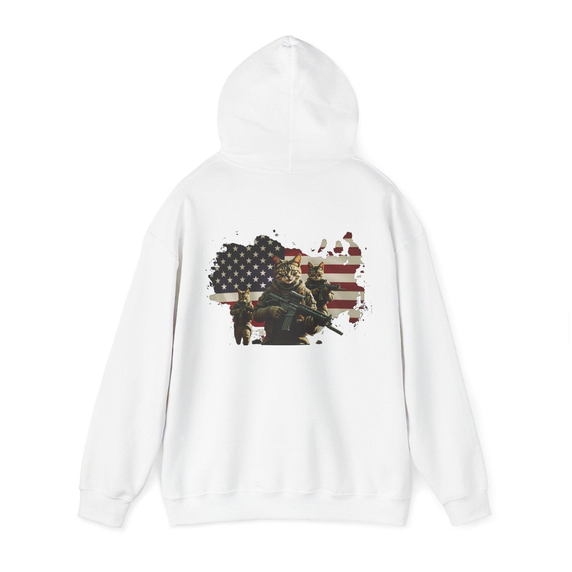 1776 Military Cats Hoodie, USA, Patriotic, American Independence Day Gift, Veterans Day Apparel - Galvaleos Galvaleos Galvaleos Dark Heather / S Printify Hoodie 1776 Military Cats Hoodie, USA, Patriotic, American Independence Day Gift, Veterans Day Apparel