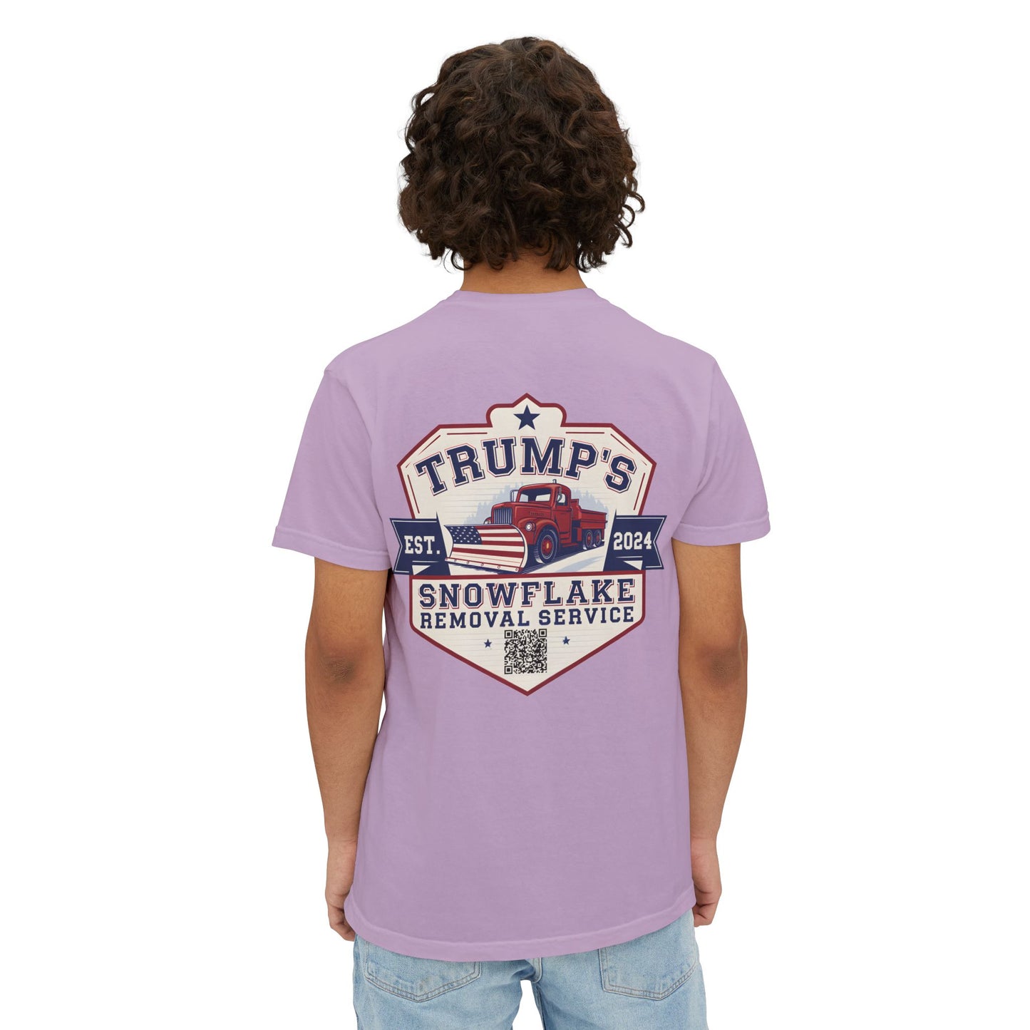 Trump Snowflake Removal QR Code, Trump YMCA Dance, Comfort Colors Unisex Pocket Tshirt