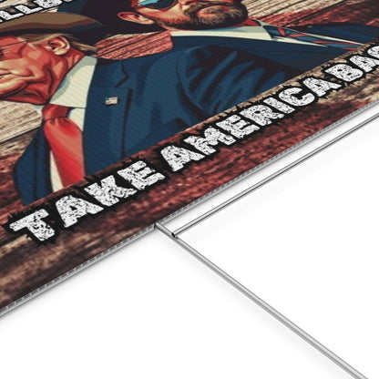 Trump Vance Yard Sign, Trump Vance 2024, Take America Back, Outlaw Hillbilly, Patriotic Sign, MAGA - Galvaleos Galvaleos Galvaleos 18″ x 12″ (Horizontal) Printify Home Decor Trump Vance Yard Sign, Trump Vance 2024, Take America Back, Outlaw Hillbilly, Patriotic Sign, MAGA