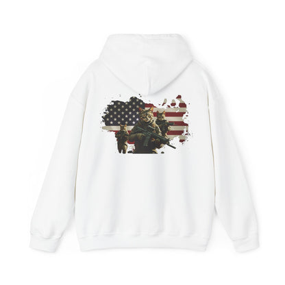 1776 Military Cats Hoodie, USA, Patriotic, American Independence Day Gift, Veterans Day Apparel - Galvaleos Galvaleos Galvaleos Dark Heather / S Printify Hoodie 1776 Military Cats Hoodie, USA, Patriotic, American Independence Day Gift, Veterans Day Apparel