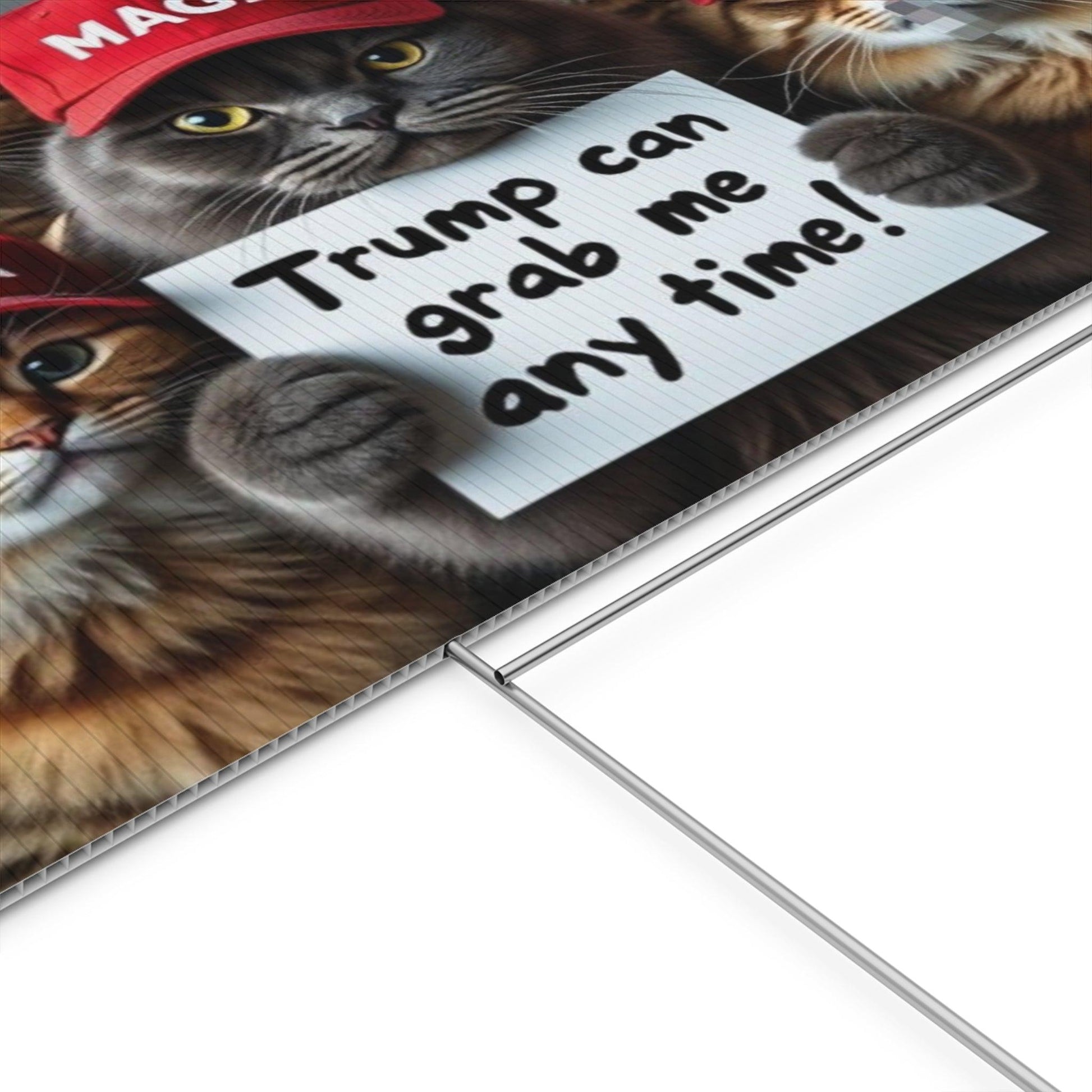 Yard Sign - Trump Can Grab Me Anytime Cat Sign - Galvaleos Galvaleos Galvaleos 18″ x 12″ (Horizontal) Printify Home Decor Yard Sign - Trump Can Grab Me Anytime Cat Sign