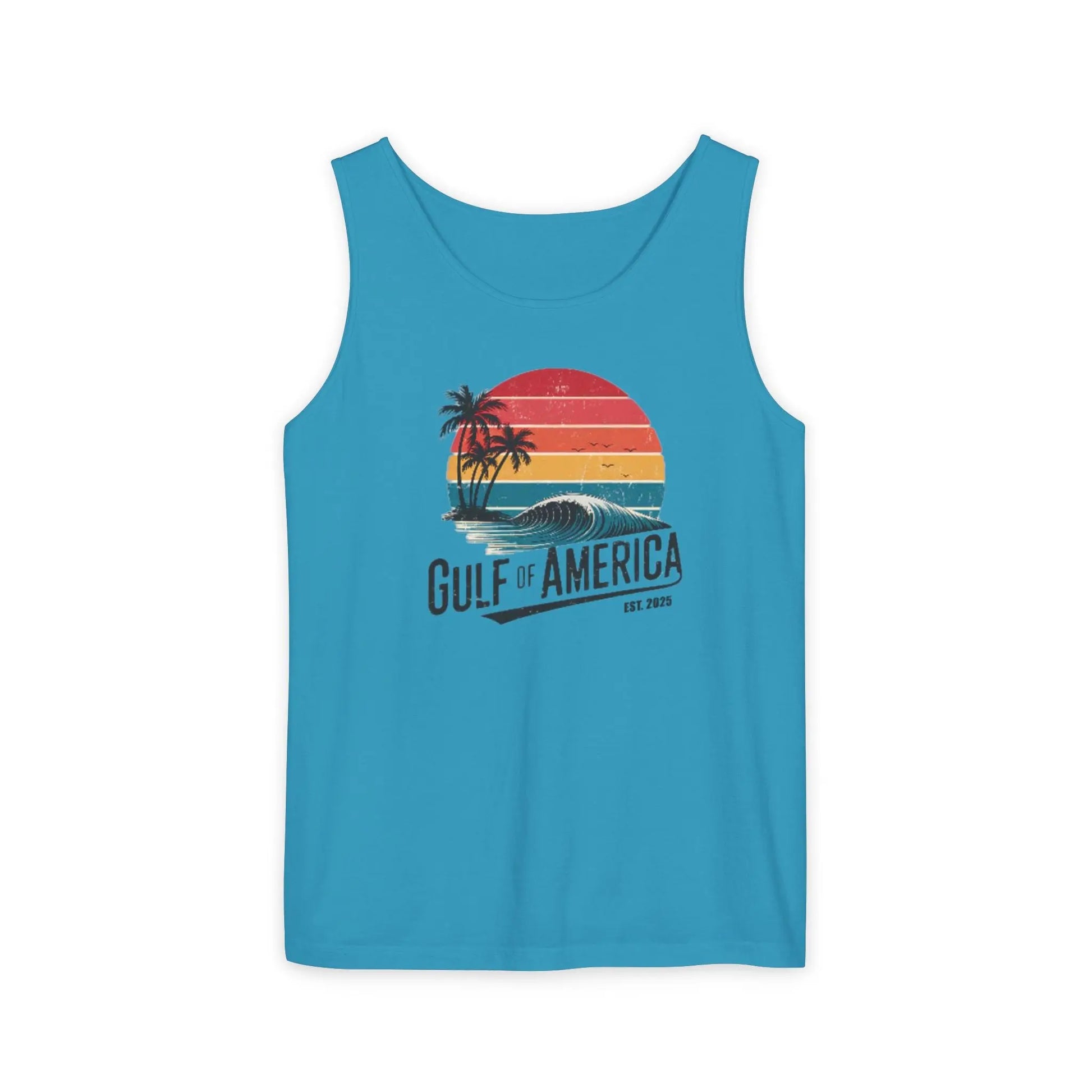 Gulf of America Sleeveless Shirt, Retro Beach Tank, Summer Unisex Tank, Beach Sunset Muscle Tee, Coastal Tank Printify