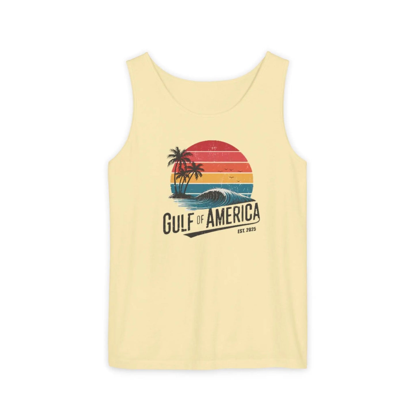 Gulf of America Sleeveless Shirt, Retro Beach Tank, Summer Unisex Tank, Beach Sunset Muscle Tee, Coastal Tank Printify