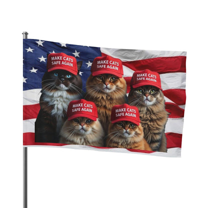 Make Cats Safe Again American Flag, Cat Lover Gift, Patriotic Decor, USA Flag, Political Statement - Galvaleos Galvaleos Galvaleos 36" x 24" Printify Home Decor Make Cats Safe Again American Flag, Cat Lover Gift, Patriotic Decor, USA Flag, Political Statement