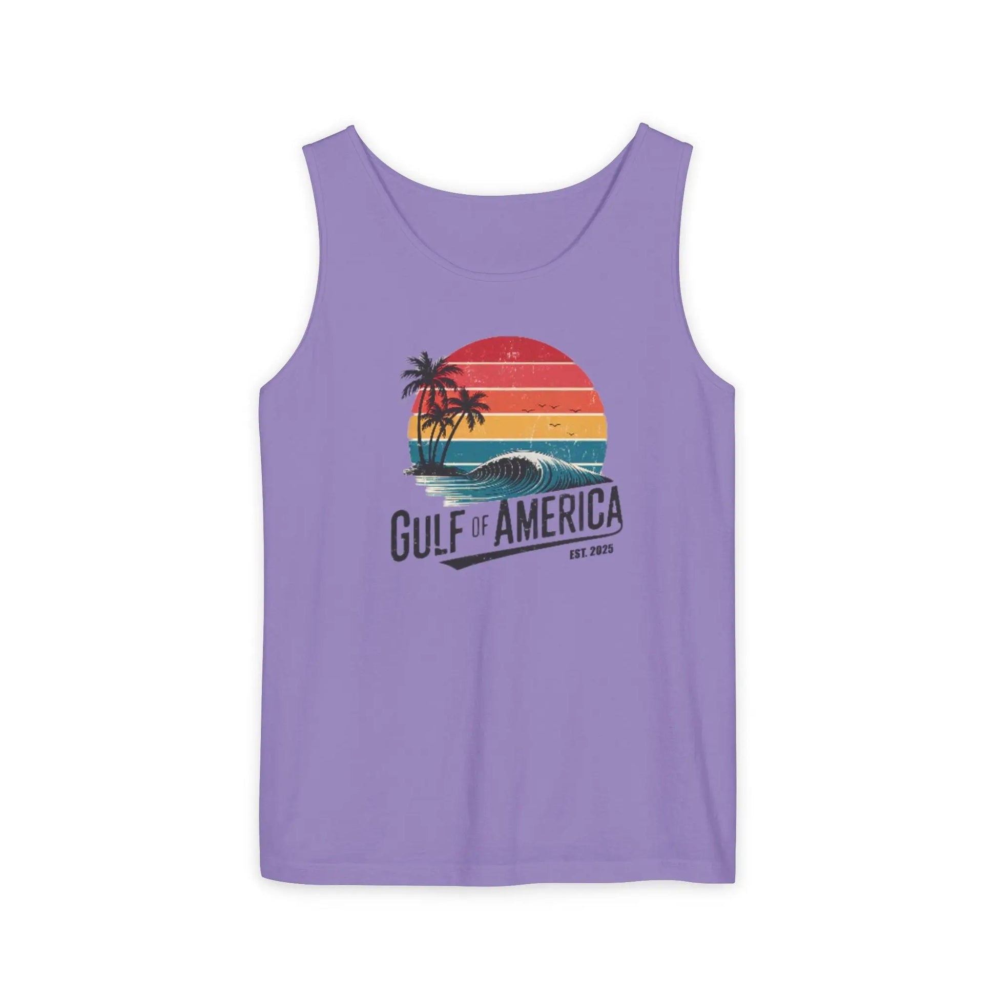 Gulf of America Sleeveless Shirt, Retro Beach Tank, Summer Unisex Tank, Beach Sunset Muscle Tee, Coastal Tank Printify