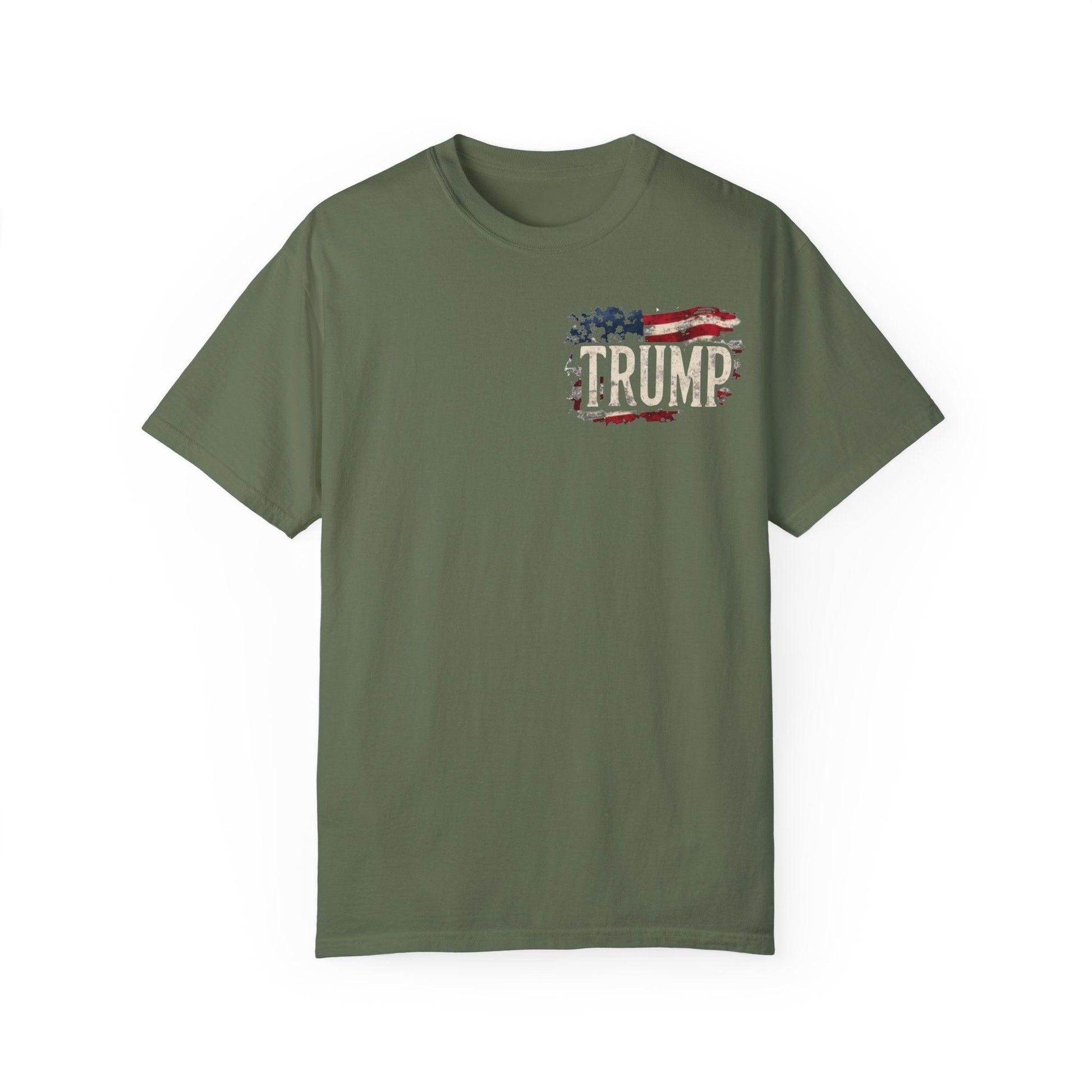 Comfort Colors Patriotic Military Cat Unisex Garment-Dyed T-shirt, MAGA Trump Tee, American Flag Shirt, USA Patriotic Apparel - Galvaleos Galvaleos Galvaleos Sage / S Printify T-Shirt Comfort Colors Patriotic Military Cat Unisex Garment-Dyed T-shirt, MAGA Trump Tee, American Flag Shirt, USA Patriotic Apparel