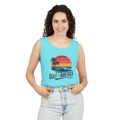Gulf of America Sleeveless Shirt, Retro Beach Tank, Summer Unisex Tank, Beach Sunset Muscle Tee, Coastal Tank Printify