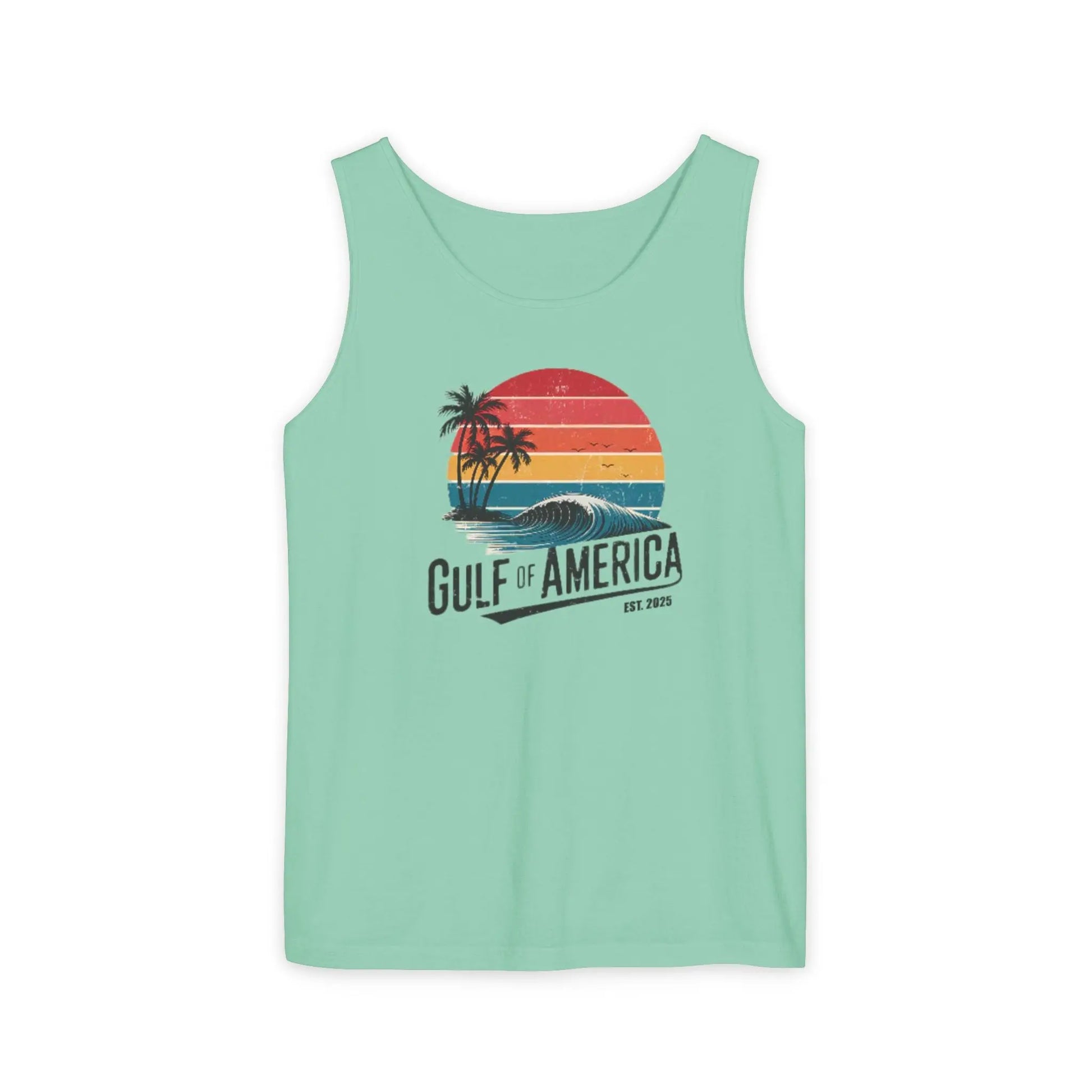 Gulf of America Sleeveless Shirt, Retro Beach Tank, Summer Unisex Tank, Beach Sunset Muscle Tee, Coastal Tank Printify