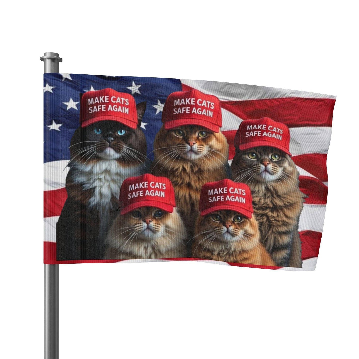 Make Cats Safe Again American Flag, Cat Lover Gift, Patriotic Decor, USA Flag, Political Statement - Galvaleos Galvaleos Galvaleos 18" x 12" Printify Home Decor Make Cats Safe Again American Flag, Cat Lover Gift, Patriotic Decor, USA Flag, Political Statement