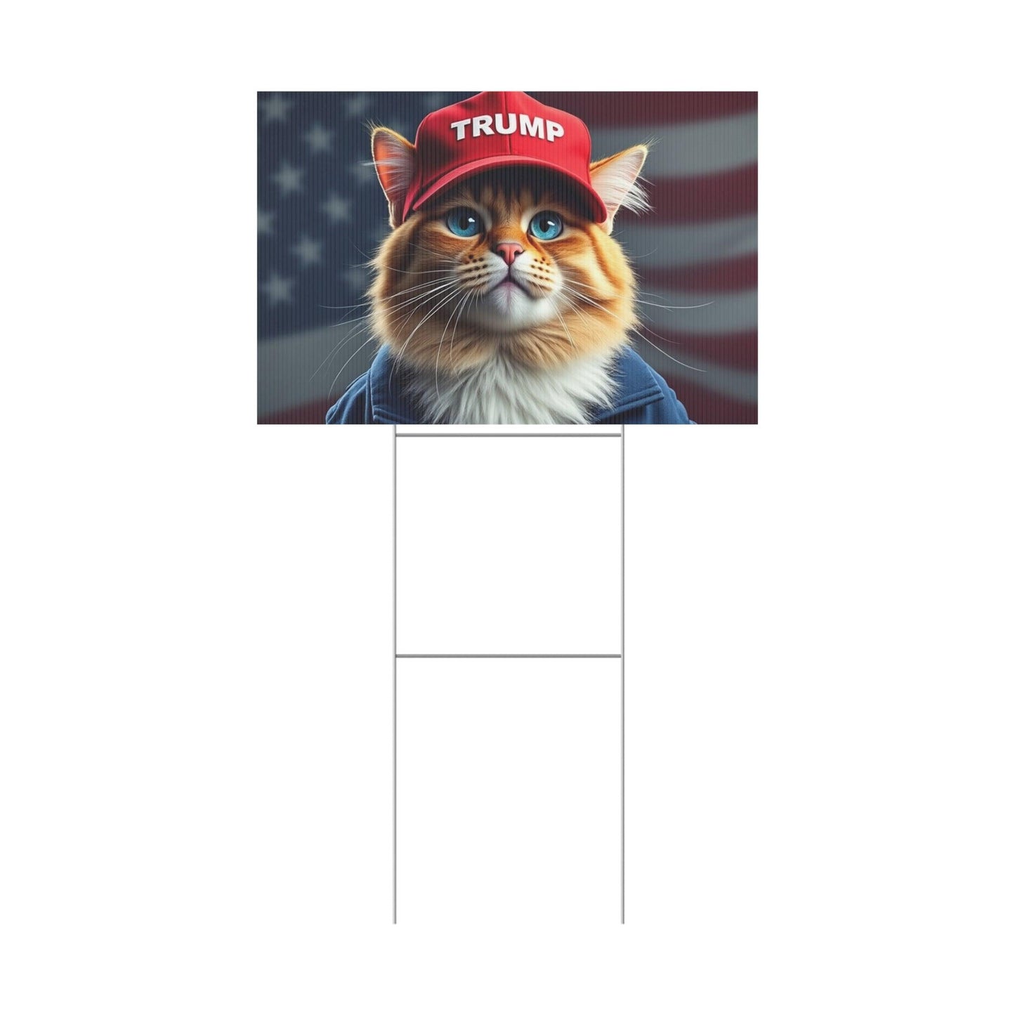 Yard Sign - Cats stand with Trump - Galvaleos Galvaleos Galvaleos 18″ x 12″ (Horizontal) Printify Home Decor Yard Sign - Cats stand with Trump