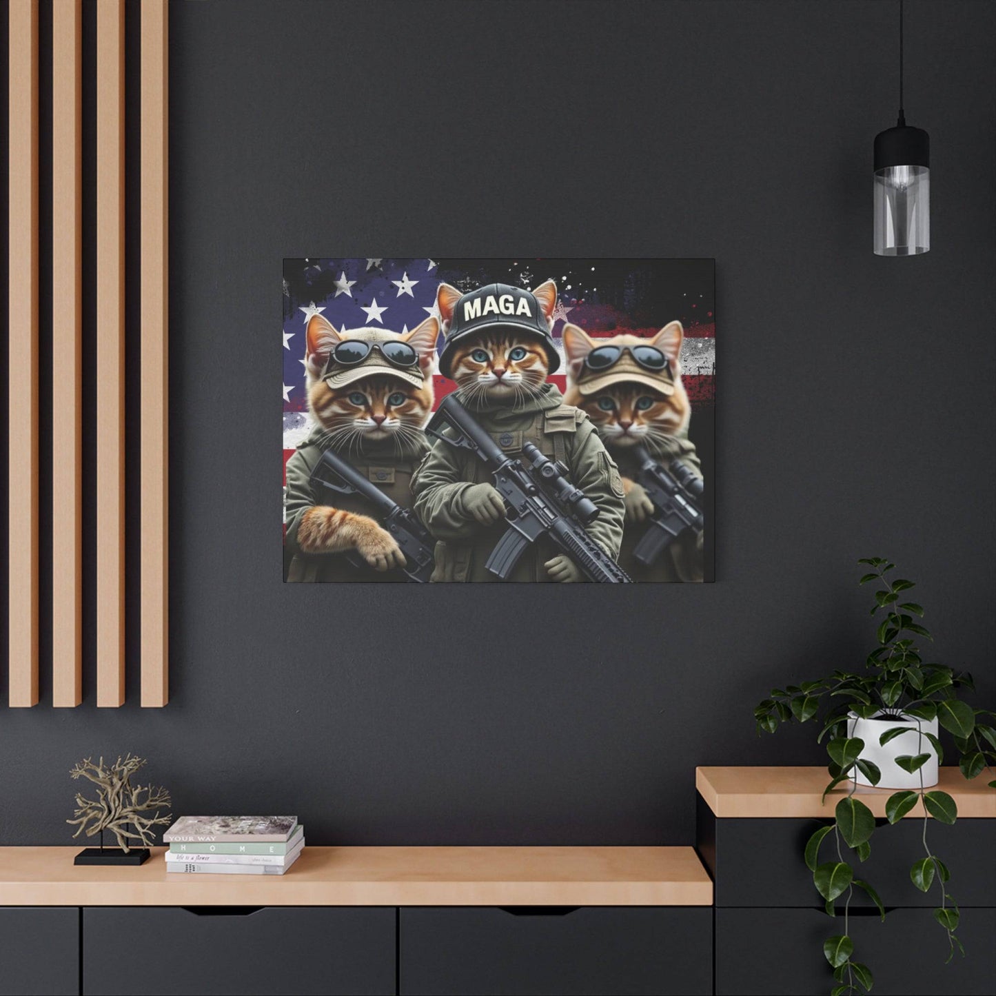 MAGA Tactical Military Cats, Trump, Patriotic Canvas - Canvas Print