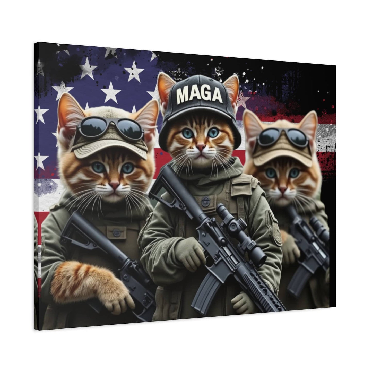 MAGA Tactical Military Cats, Trump, Patriotic Canvas - Canvas Print