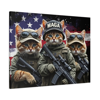 MAGA Tactical Military Cats, Trump, Patriotic Canvas - Canvas Print