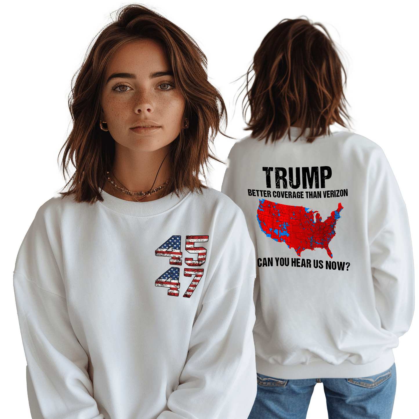 President Trump 45 47 Sweatshirt, More Coverage Than Verizon Sweatshirt, Trump Won, Landslide, soft style sweatshirt