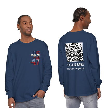 Trump YMCA Dance QR Code Long Sleeve Tshirt, Funny Comfort Colors Tee, Unisex Long Sleeve Shirt