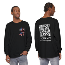 Trump YMCA Dance QR Code Long Sleeve Tshirt, Funny Comfort Colors Tee, Unisex Long Sleeve Shirt