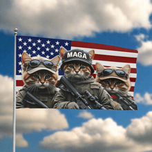 President Trump, MAGA, Trump Won, MAGA Cat Flag, Trump supporter, Patriotic decor, Political gift, Outdoor Flag - Galvaleos Galvaleos Galvaleos 18" x 12" Printify Home Decor President Trump, MAGA, Trump Won, MAGA Cat Flag, Trump supporter, Patriotic decor, Political gift, Outdoor Flag