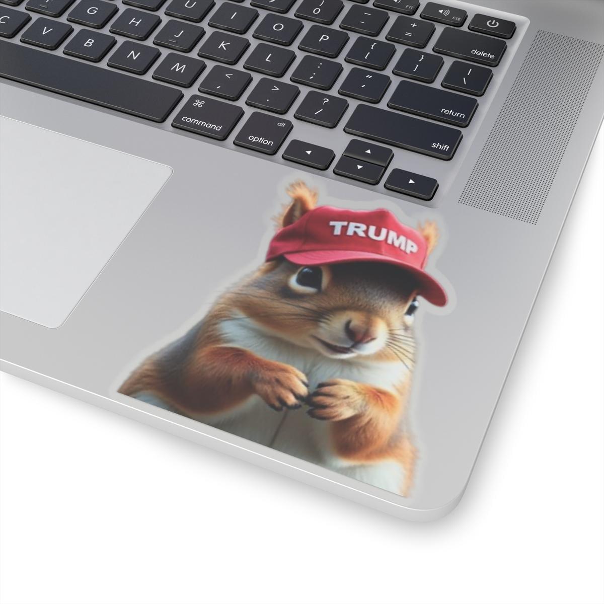 Cute Peanut the Squirrel MAGA President Trump Car Sticker, Political, Patriotic Decal, Conservative Bumper Sticker - Galvaleos Galvaleos Galvaleos 2" × 2" Printify Cute Peanut the Squirrel MAGA President Trump Car Sticker, Political, Patriotic Decal, Conservative Bumper Sticker