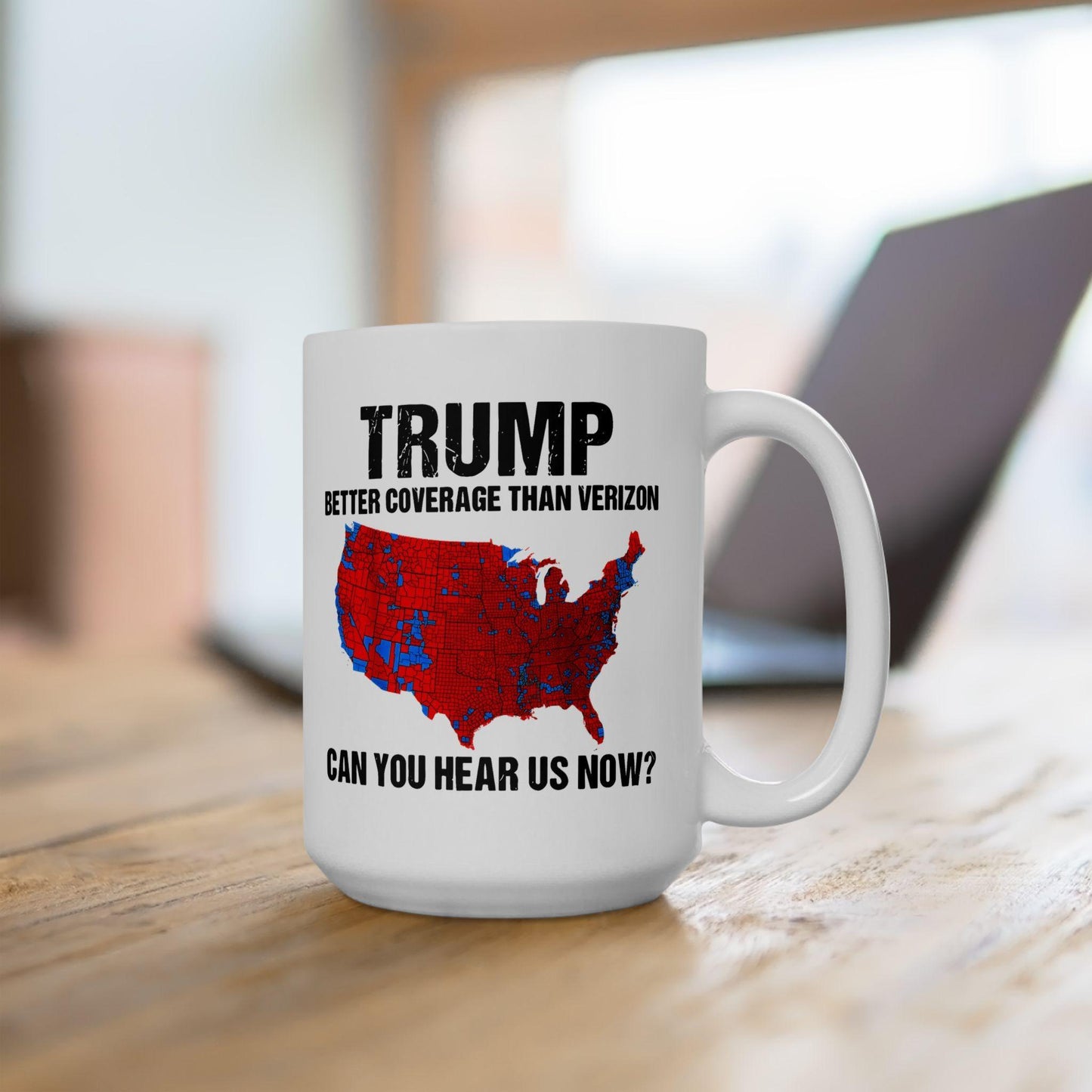 Trump Mug, Trump 2024, Trump Won, Trump Landslide, Better Coverage Than Verizon, Gift for Trump Supporters, Conservative Coffee Cup, - Galvaleos Galvaleos Galvaleos 11oz Printify Mug Trump Mug, Trump 2024, Trump Won, Trump Landslide, Better Coverage Than Verizon, Gift for Trump Supporters, Conservative Coffee Cup