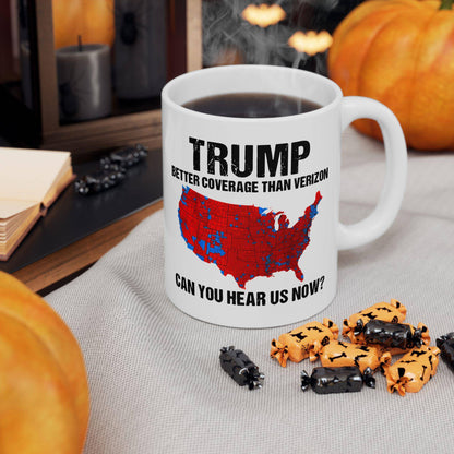 Trump Mug, Trump 2024, Trump Won, Trump Landslide, Better Coverage Than Verizon, Gift for Trump Supporters, Conservative Coffee Cup, - Galvaleos Galvaleos Galvaleos 11oz Printify Mug Trump Mug, Trump 2024, Trump Won, Trump Landslide, Better Coverage Than Verizon, Gift for Trump Supporters, Conservative Coffee Cup