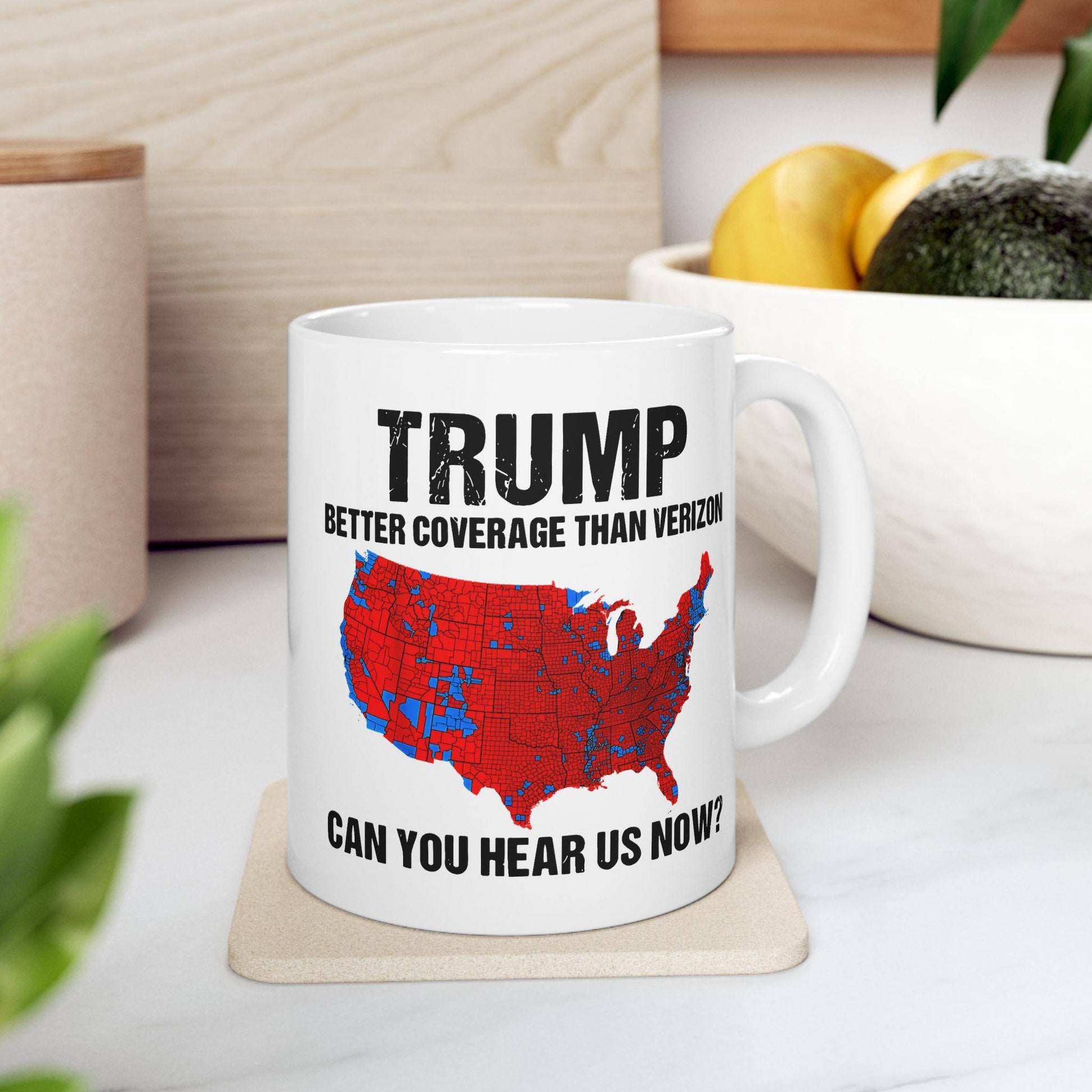 Trump Mug, Trump 2024, Trump Won, Trump Landslide, Better Coverage Than Verizon, Gift for Trump Supporters, Conservative Coffee Cup, - Galvaleos Galvaleos Galvaleos 11oz Printify Mug Trump Mug, Trump 2024, Trump Won, Trump Landslide, Better Coverage Than Verizon, Gift for Trump Supporters, Conservative Coffee Cup