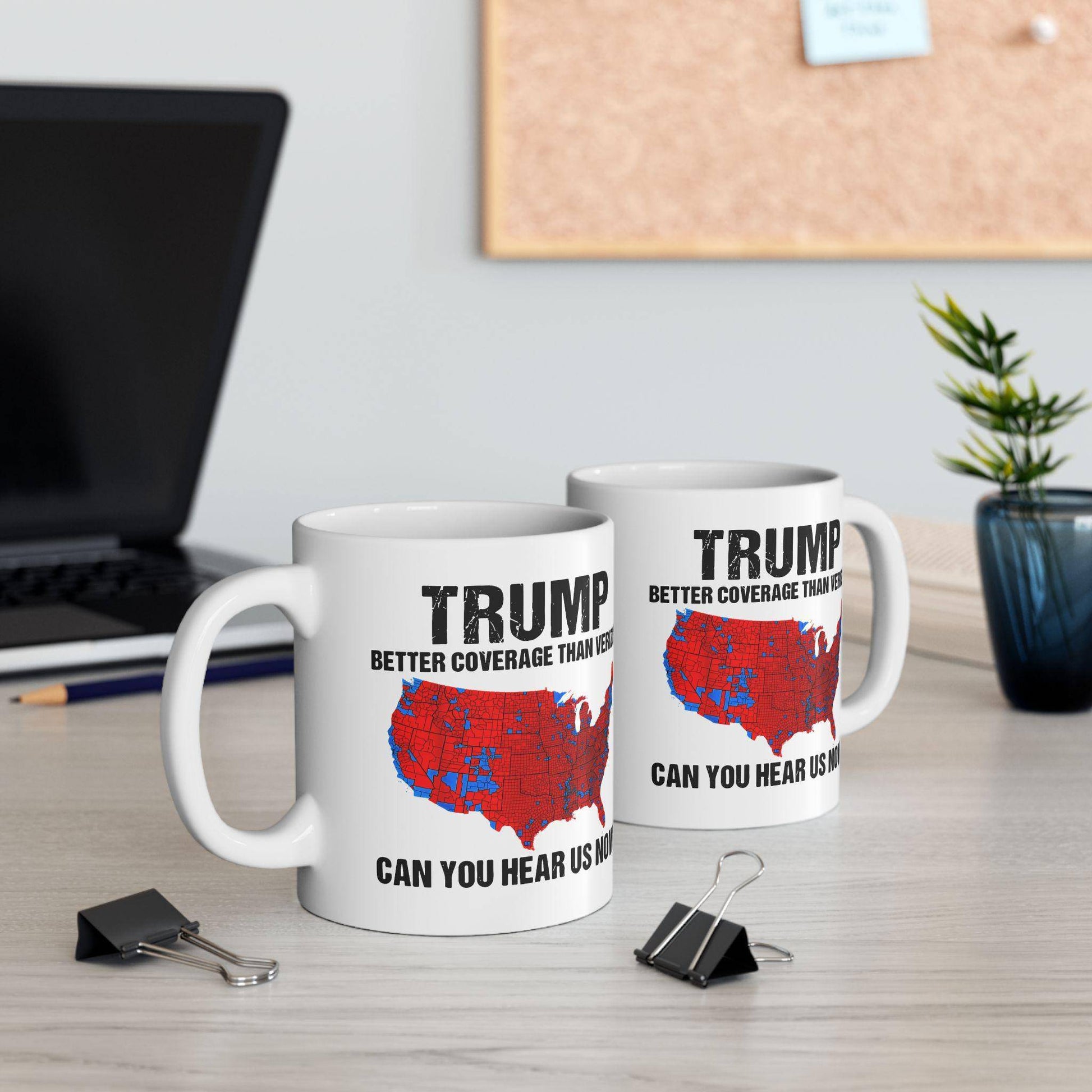 Trump Mug, Trump 2024, Trump Won, Trump Landslide, Better Coverage Than Verizon, Gift for Trump Supporters, Conservative Coffee Cup, - Galvaleos Galvaleos Galvaleos 11oz Printify Mug Trump Mug, Trump 2024, Trump Won, Trump Landslide, Better Coverage Than Verizon, Gift for Trump Supporters, Conservative Coffee Cup