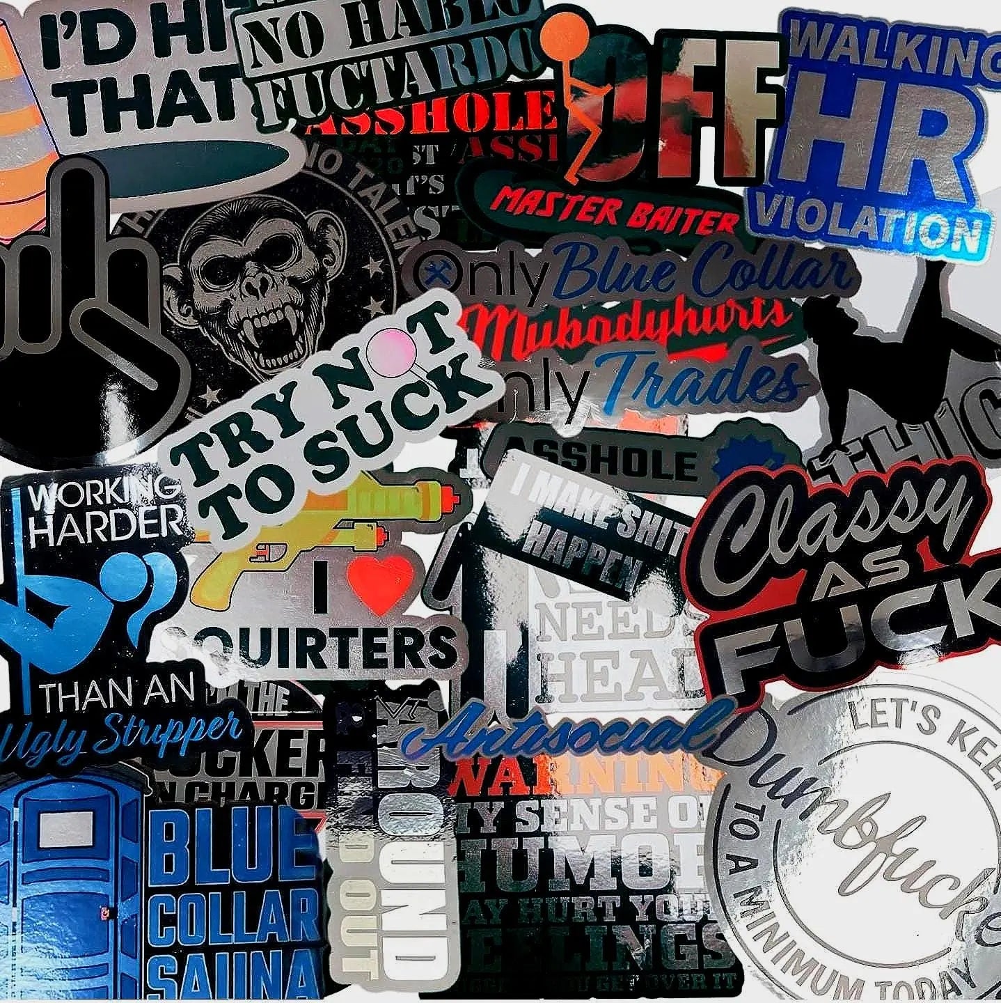 Adult Decals For Work, Toolbox, Hardhat, Laptop, Waterbottle Sticker Bundles For Blue Collar Workers Galvaleos