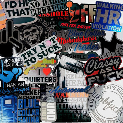 Adult Decals For Work, Toolbox, Hardhat, Laptop, Waterbottle Sticker Bundles For Blue Collar Workers Galvaleos