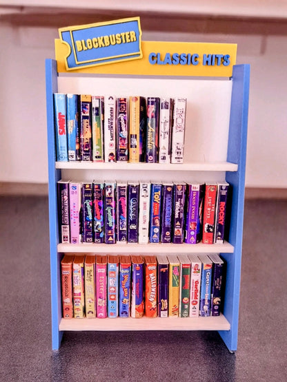 Miniature Horror VHS Collections - 1/6 Scale Retro VHS Movie Tapes - Home Decor Display Shelf - Customizable Blockbuster Shelf Galvaleos