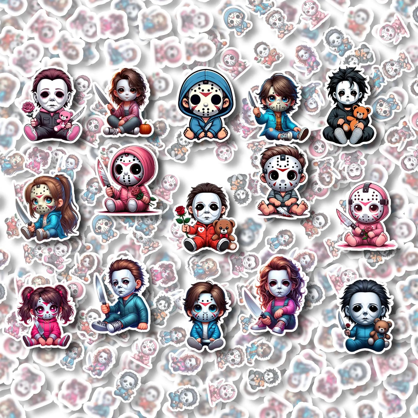 Horror Movie Kawaii Stickers - Halloween 90s Cute Fan Art Collection Galvaleos