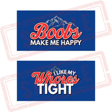 Funny Adult Bumper Stickers | 2pcs | I Like My Wh*res Tight | Boobs Make Me Happy Galvaleos