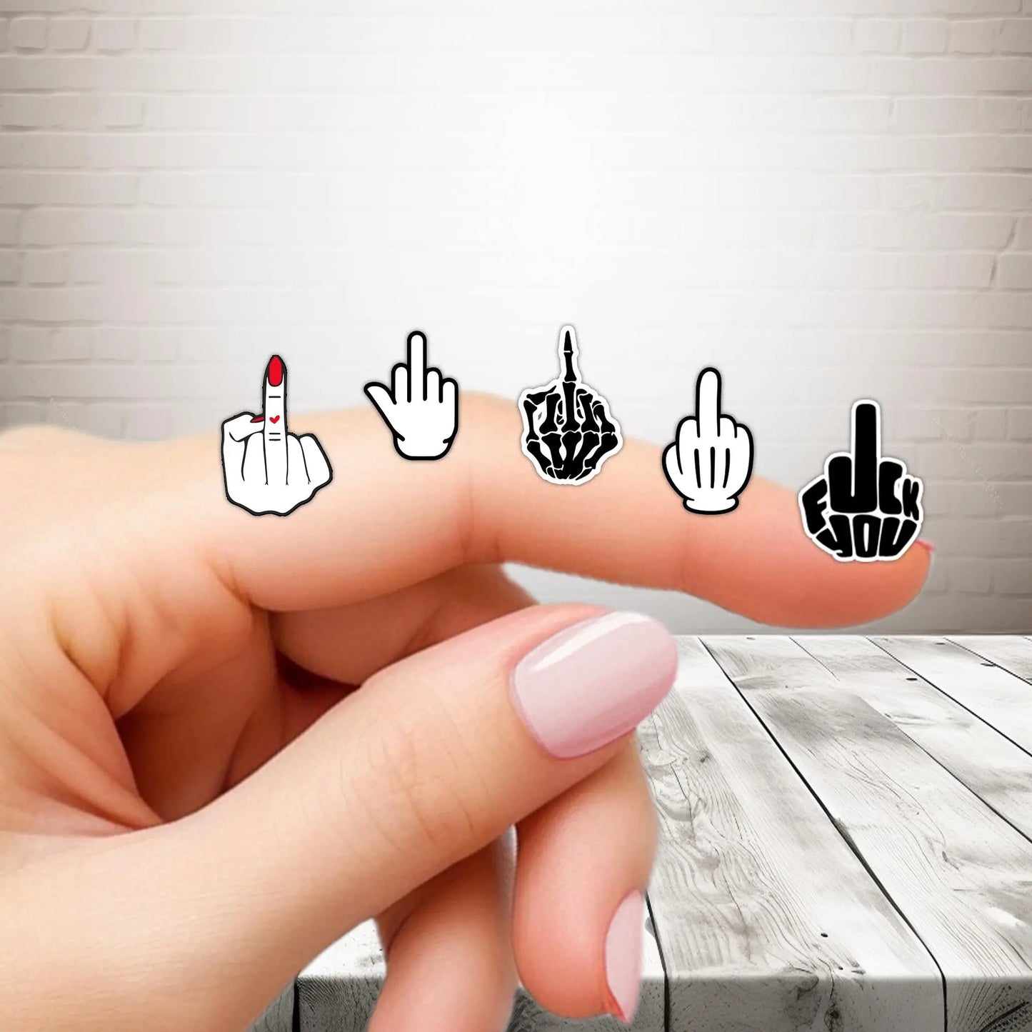 Mini Middle Finger Vinyl Stickers: Funny Prank Decals - 1 Inch Galvaleos