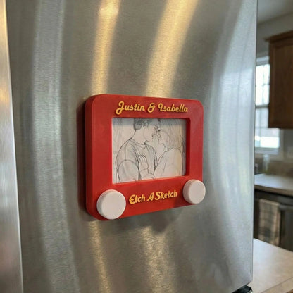 Etch A Sketch Picture Frame | Personalized Retro Toy Photo Holder | Custom Valentines Gift | Unique Gift for Husband Wife Girlfriend - Galvaleos