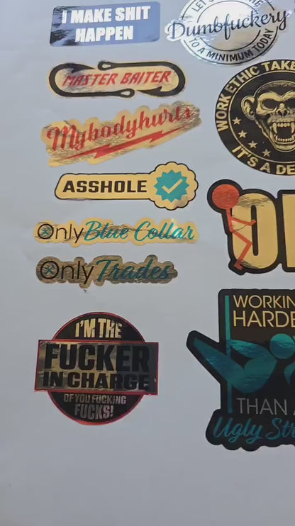Adult Stickers For Work, Toolbox, Hardhat, Laptop, Waterbottle Sticker Bundles For Blue Collar Workers