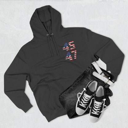 45 47 President Trump Three-Panel Fleece Hoodie - Galvaleos