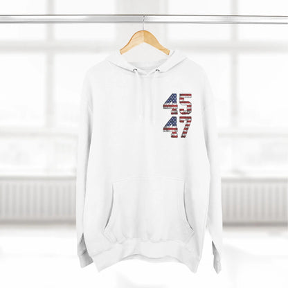 45 47 President Trump Three-Panel Fleece Hoodie - Galvaleos