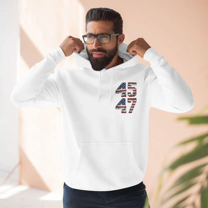 45 47 President Trump Three-Panel Fleece Hoodie - Galvaleos