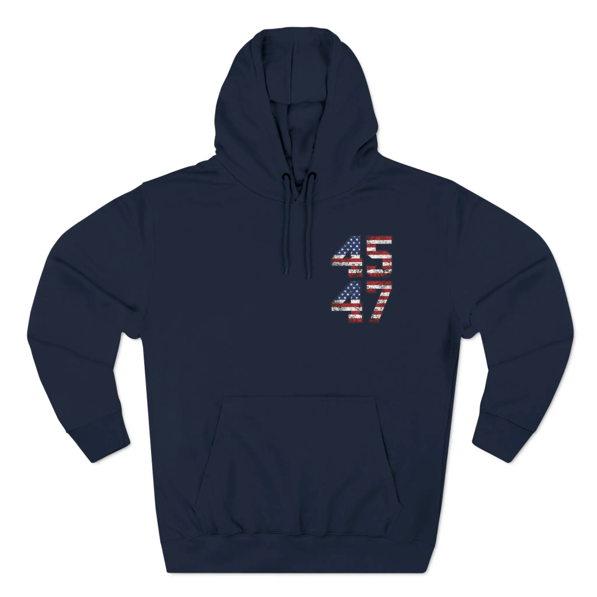 45 47 President Trump Three-Panel Fleece Hoodie - Galvaleos