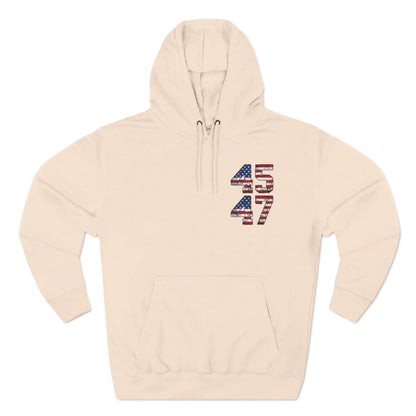 45 47 President Trump Three-Panel Fleece Hoodie - Galvaleos