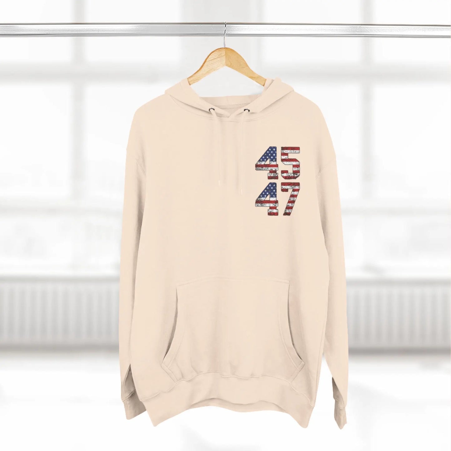 45 47 President Trump Three-Panel Fleece Hoodie - Galvaleos