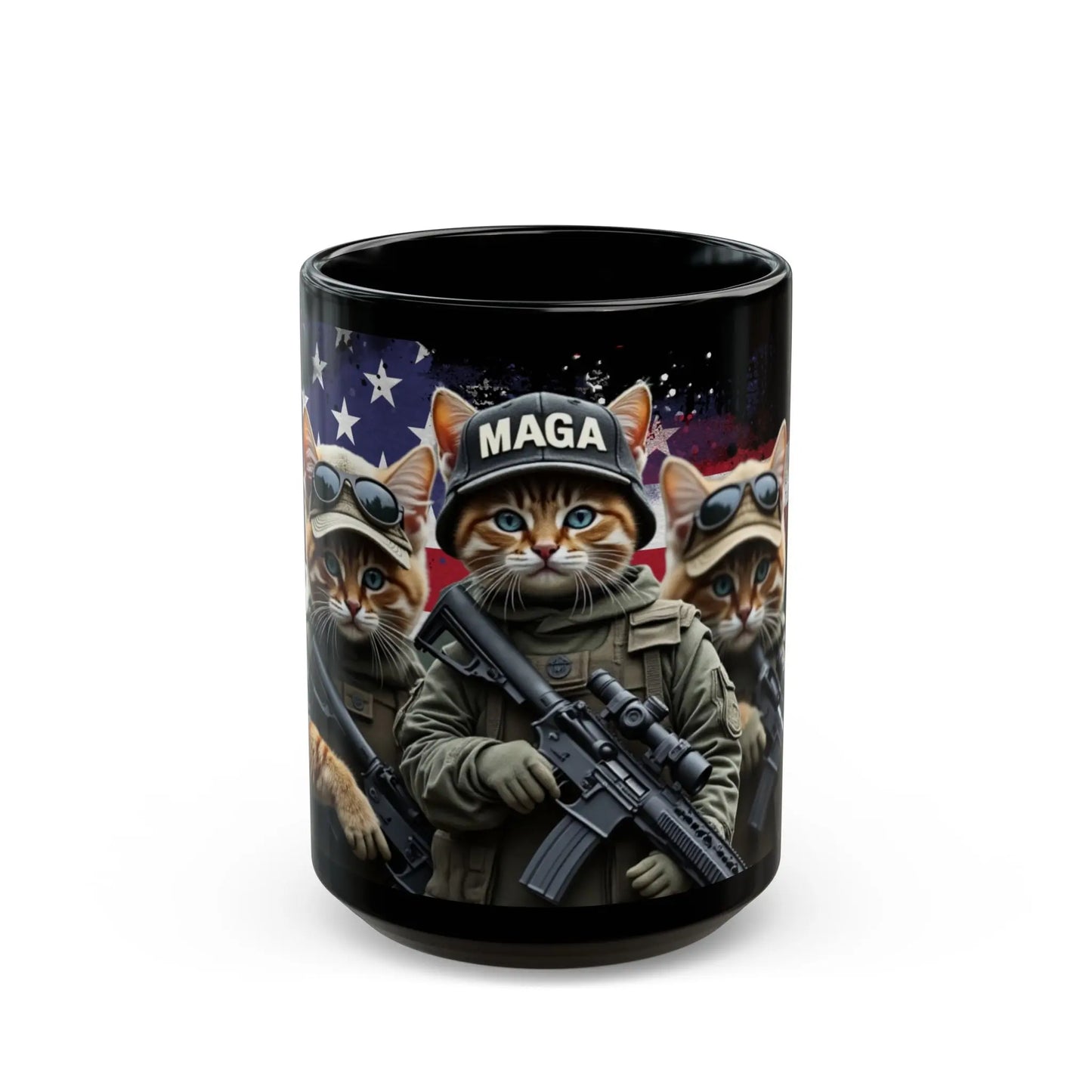MAGA Military Cats, Patriotic USA Mug - Galvaleos