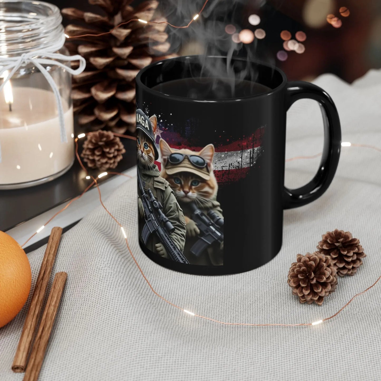 MAGA Military Cats, Patriotic USA Mug - Galvaleos