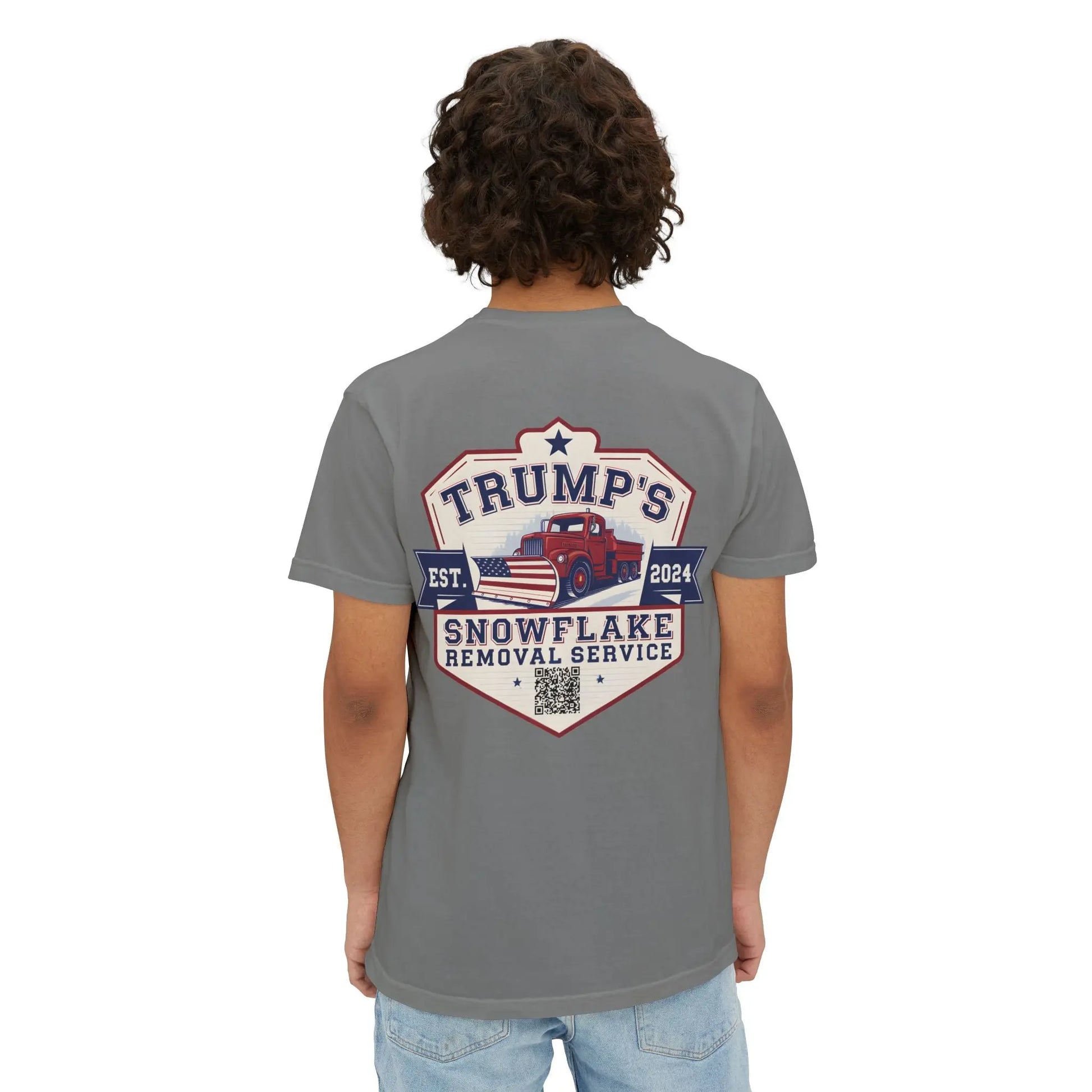 Trump Snowflake Removal QR Code, Trump YMCA Dance, Comfort Colors Unisex Pocket Tshirt - Galvaleos