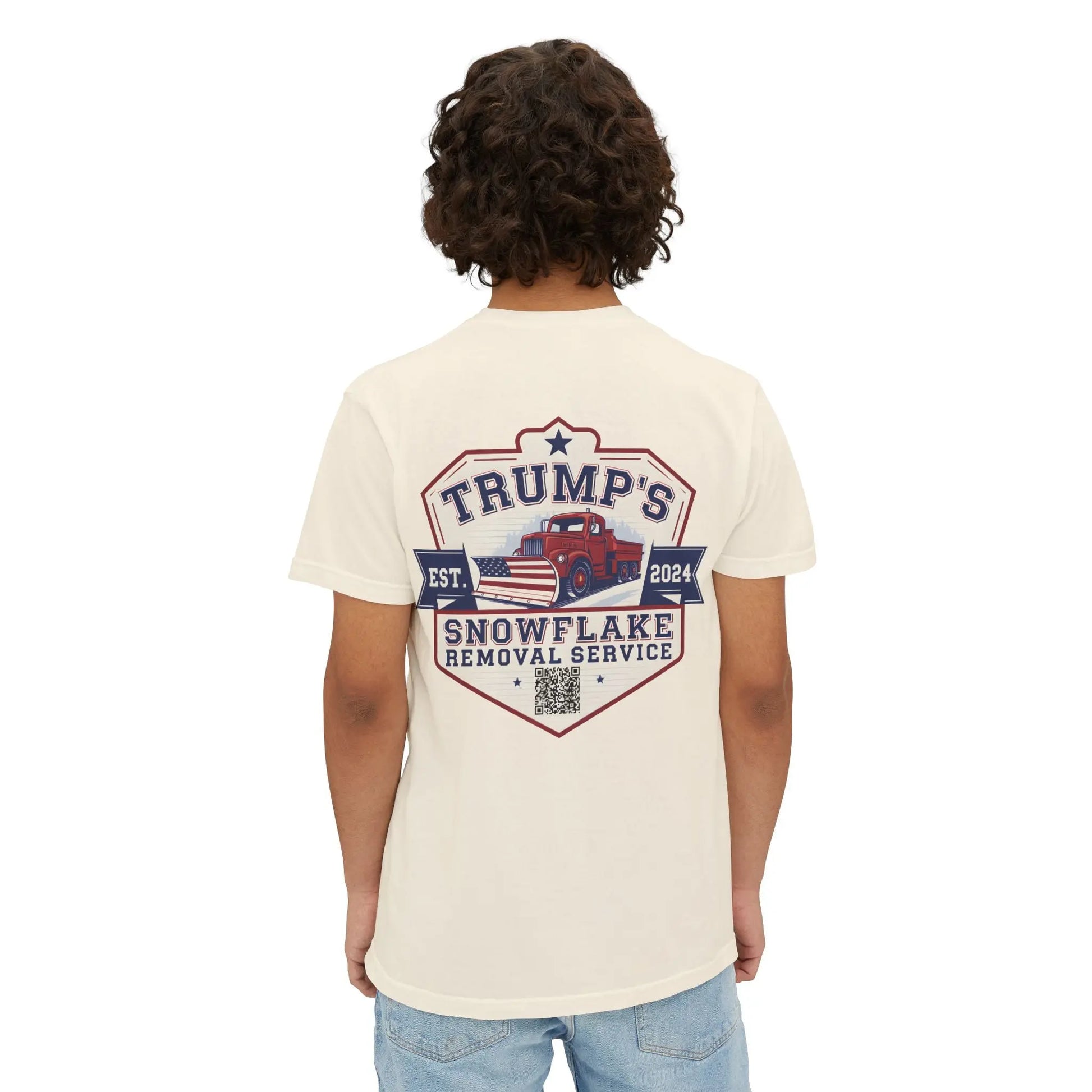 Trump Snowflake Removal QR Code, Trump YMCA Dance, Comfort Colors Unisex Pocket Tshirt - Galvaleos