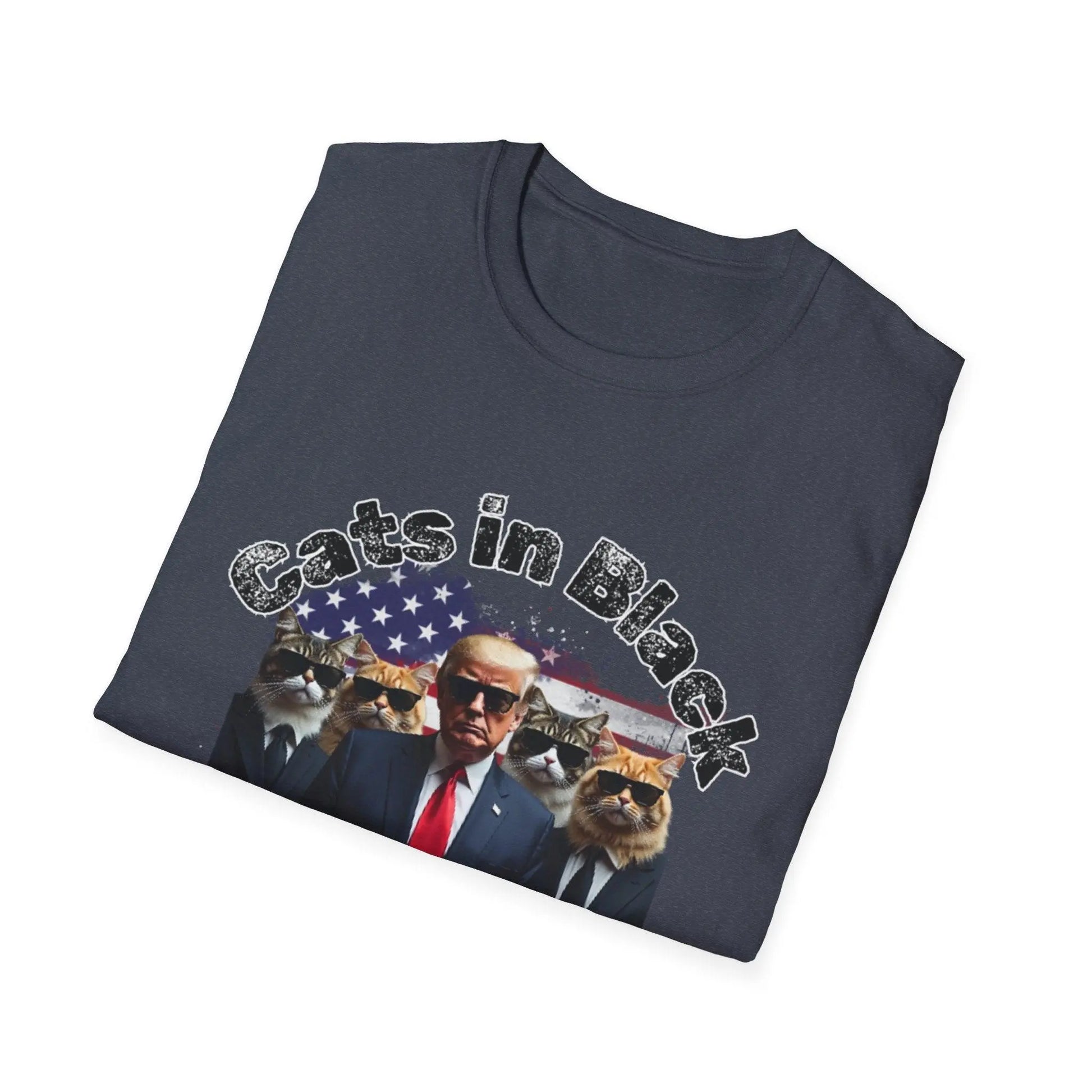 Trump with the Cats in Black MAGA Unisex Tshirt - Galvaleos